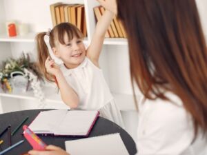 Child during tutoring session