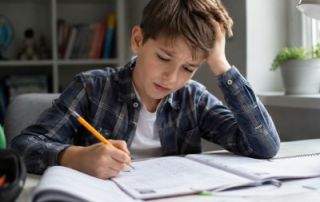 A student with learning disabilities struggles with homework tasks.