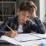 A student with learning disabilities struggles with homework tasks.